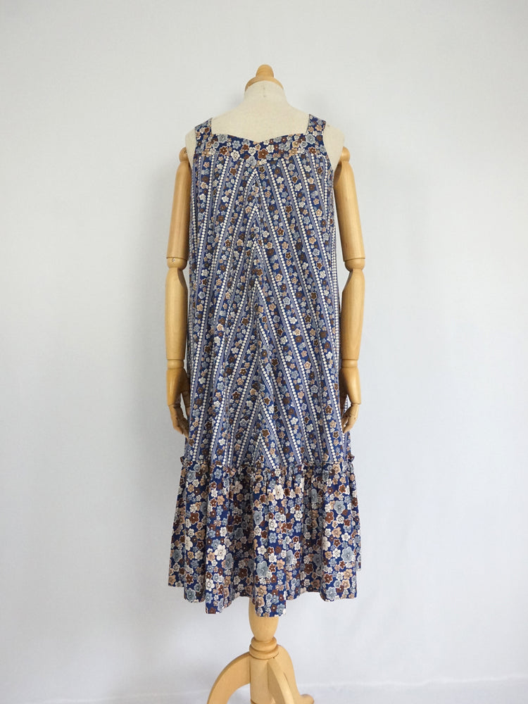 Floral Chevron Cotton Smock Dress - XS/S