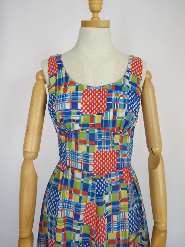 Colourful Patchwork Midi Dress - XS