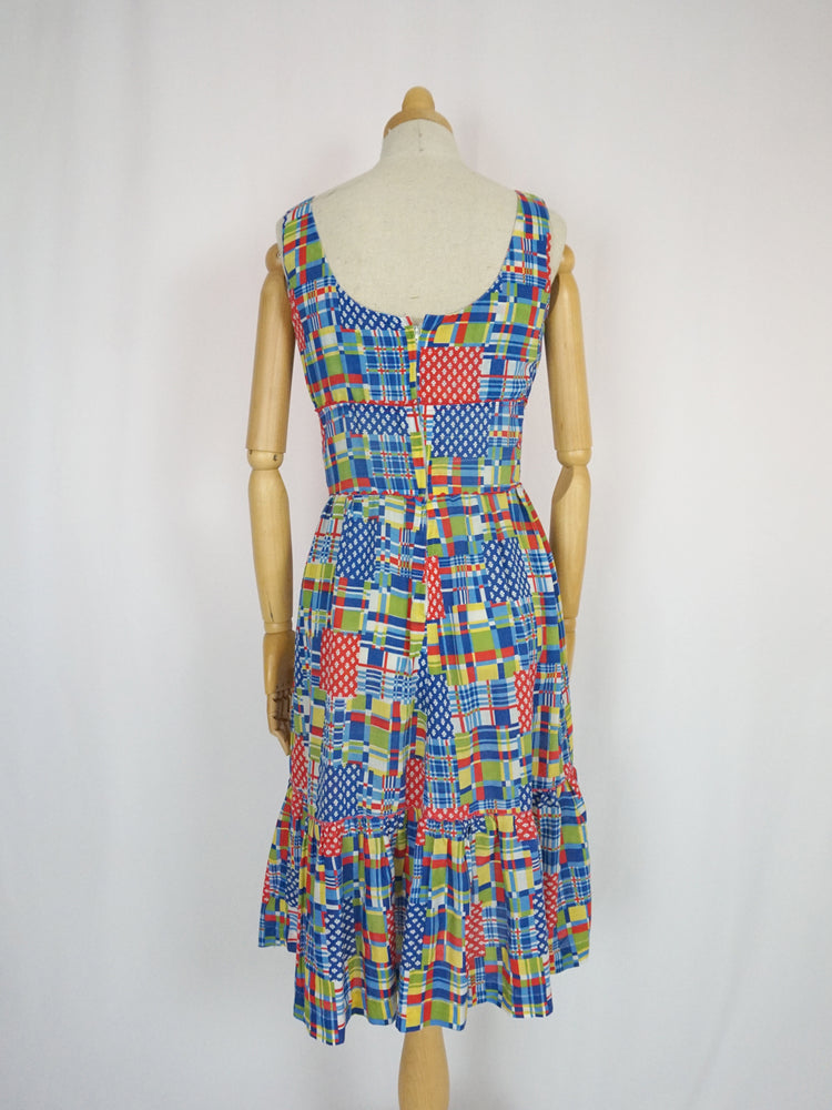 Colourful Patchwork Midi Dress - XS