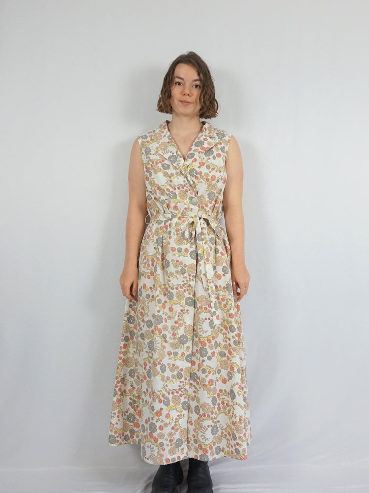 White Cotton Floral Wrap Dress - XL