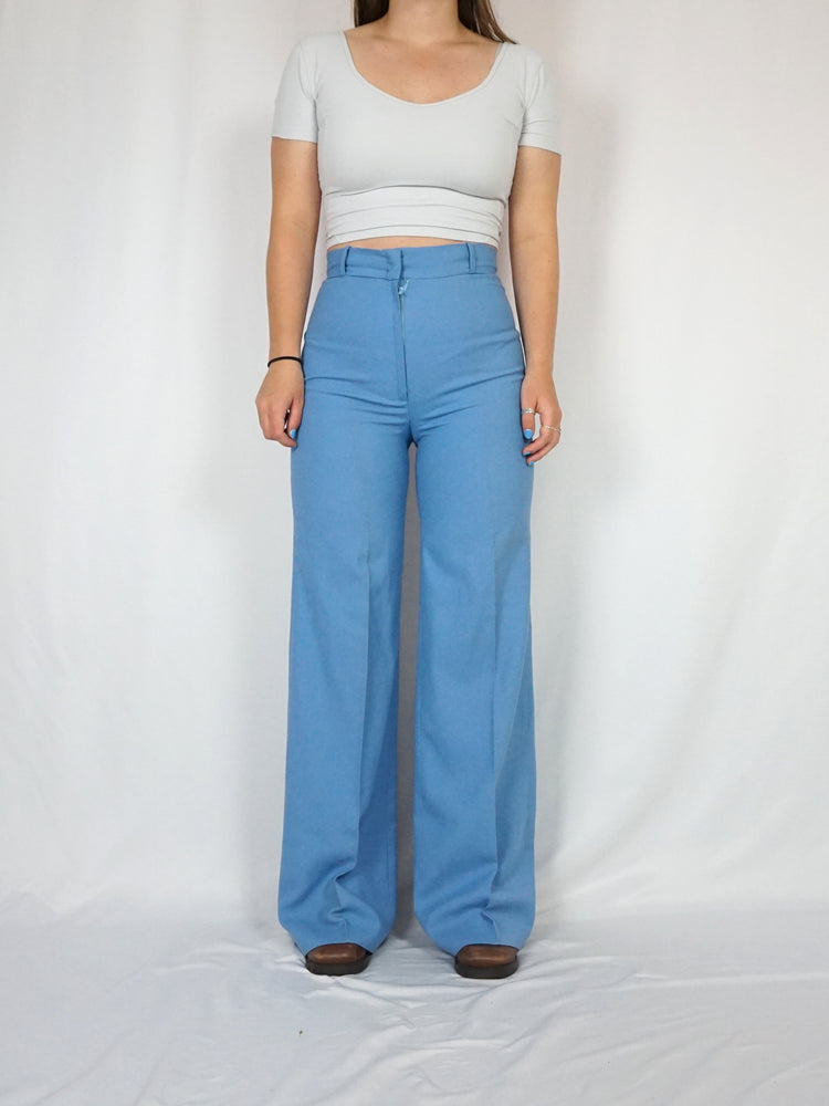 Light Blue 70s Flares - 28"