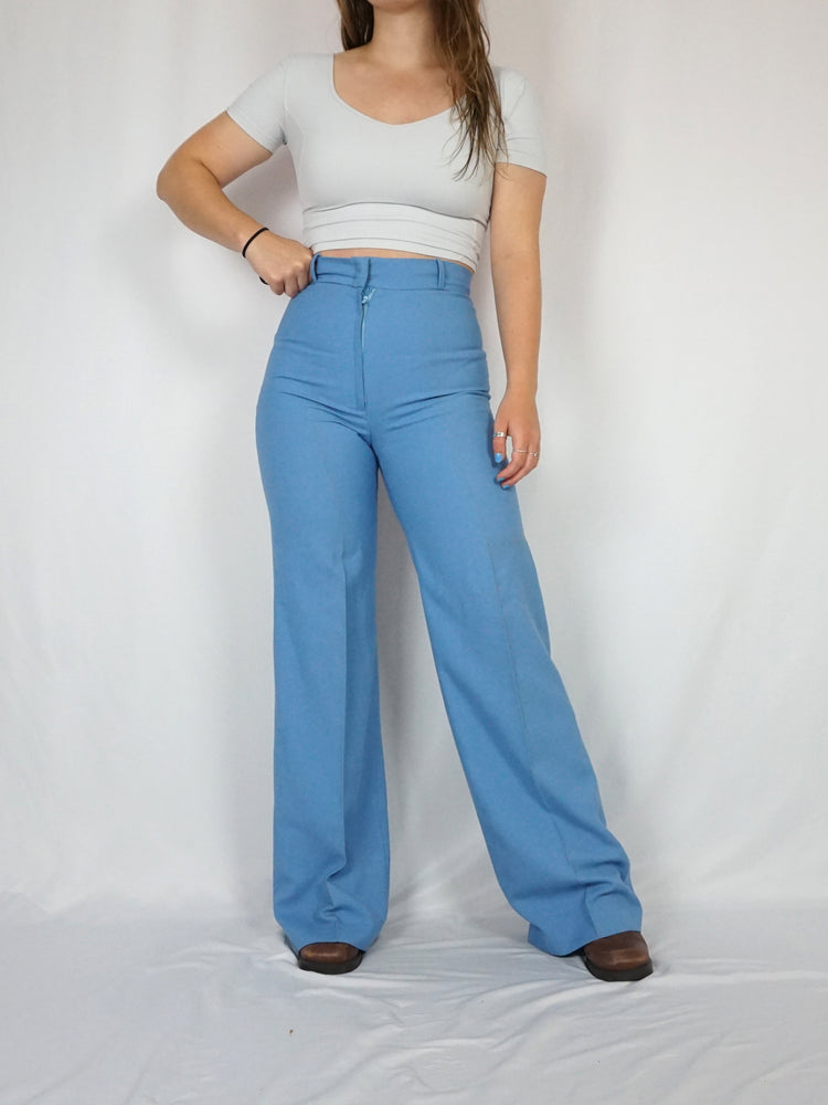 Light Blue 70s Flares - 28"