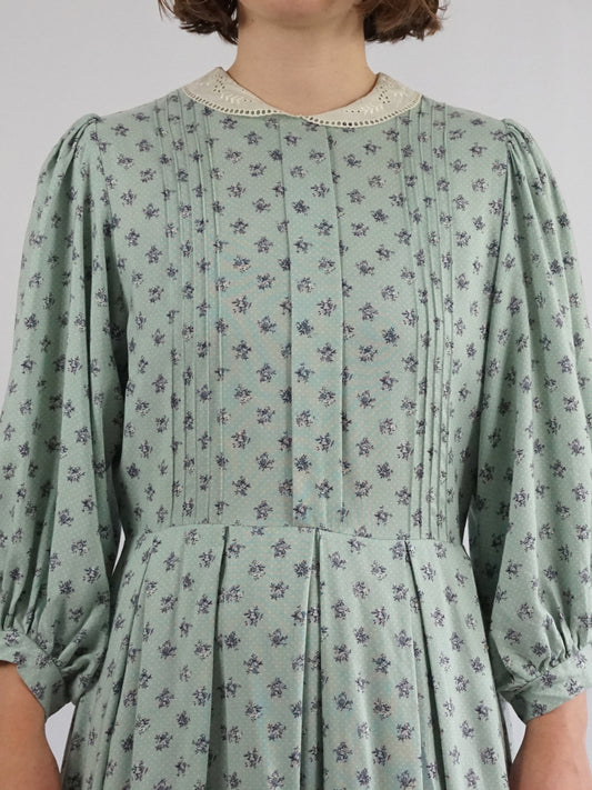 Sage Green Floral Casual Dress - M