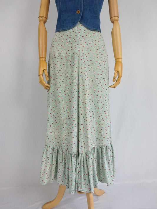 Mint Green Floral Skirt - 26"