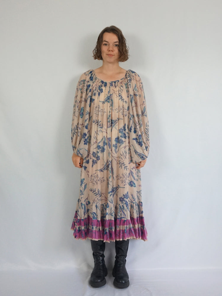 Indian Cotton Balloon Sleeve Dress - M/L