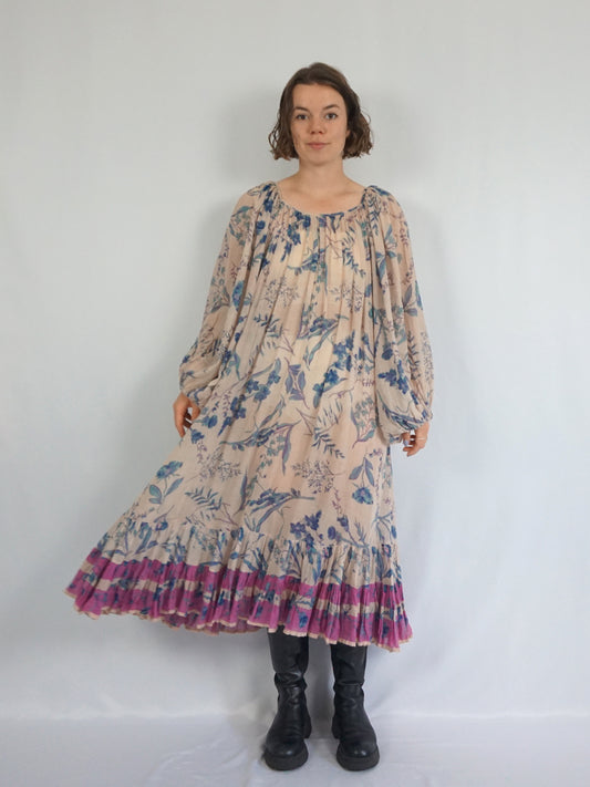 Indian Cotton Balloon Sleeve Dress - M/L