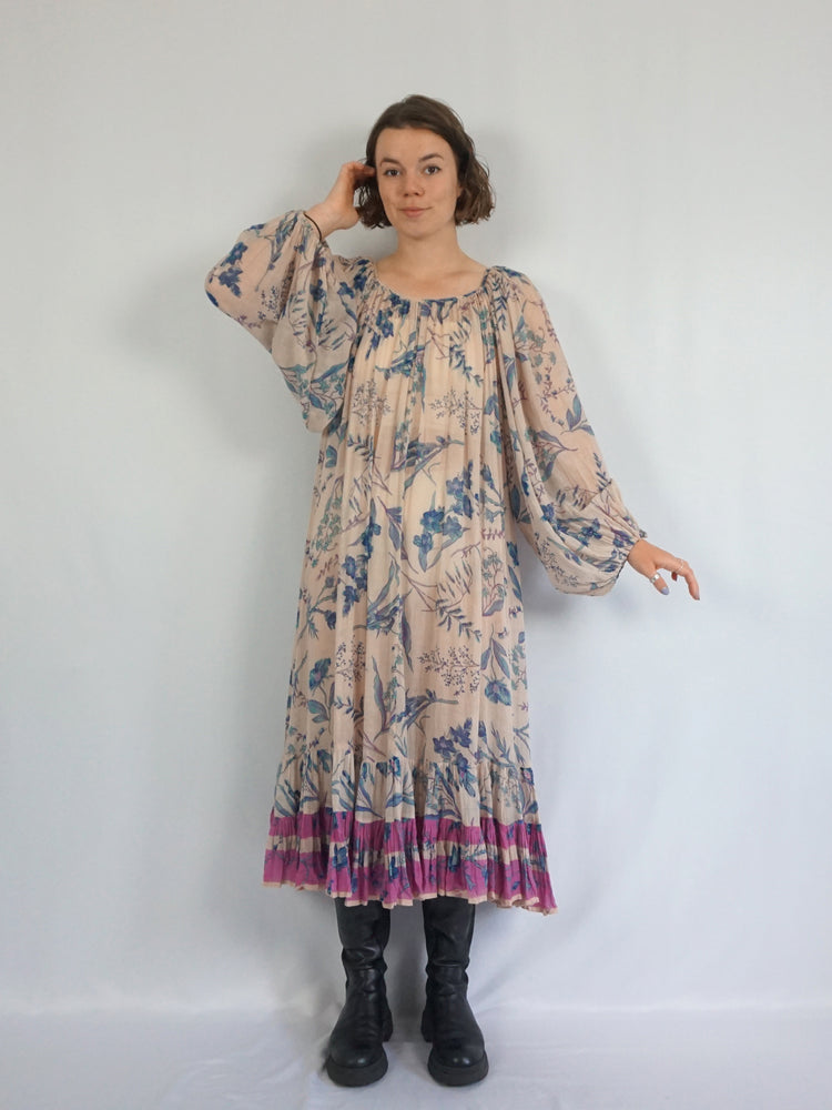 Indian Cotton Balloon Sleeve Dress - M/L