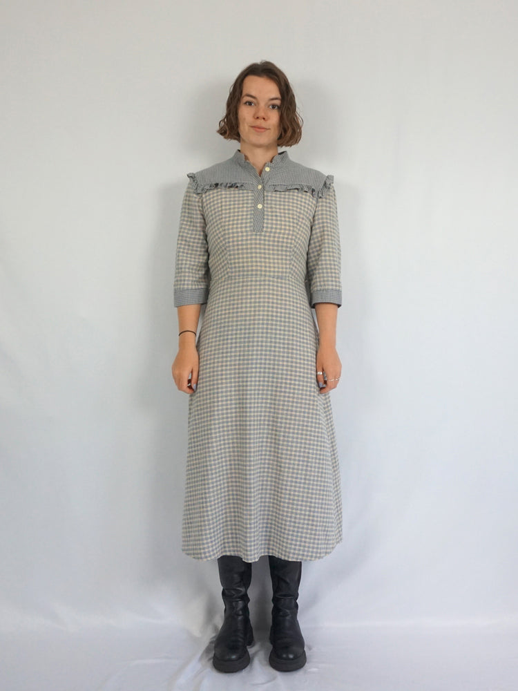 Checkered Cotton Midaxi Dress - M