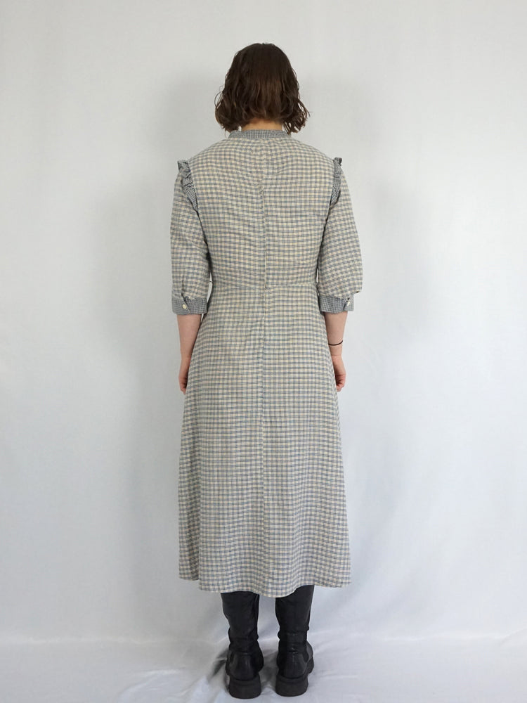 Checkered Cotton Midaxi Dress - M