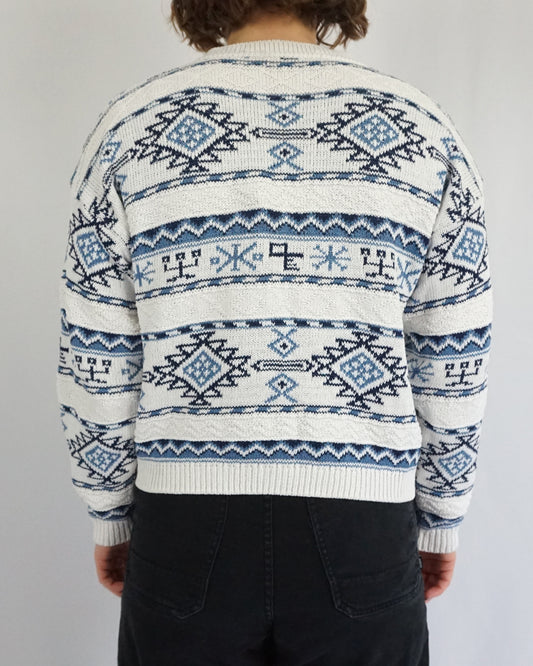 Aztec Patterned Cotton Cardigan - M