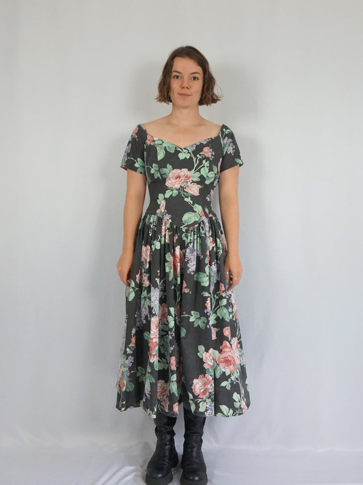 Floral Fit and Flare Dress - S