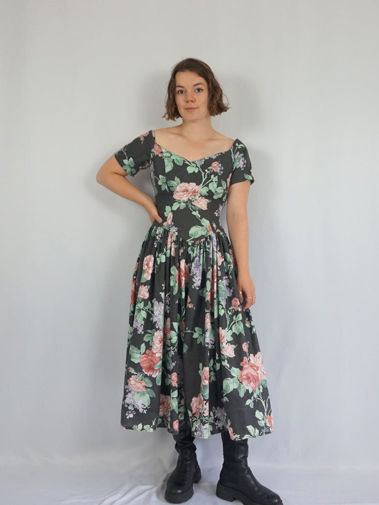 Floral Fit and Flare Dress - S