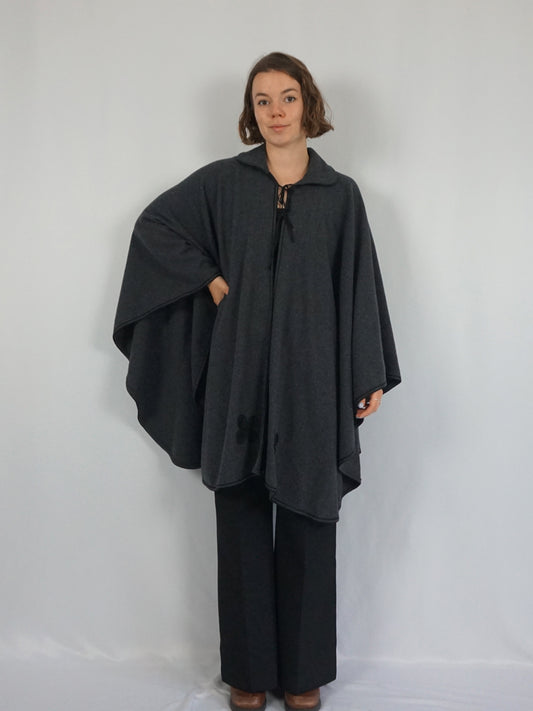 Grey Wool Cape - One Size