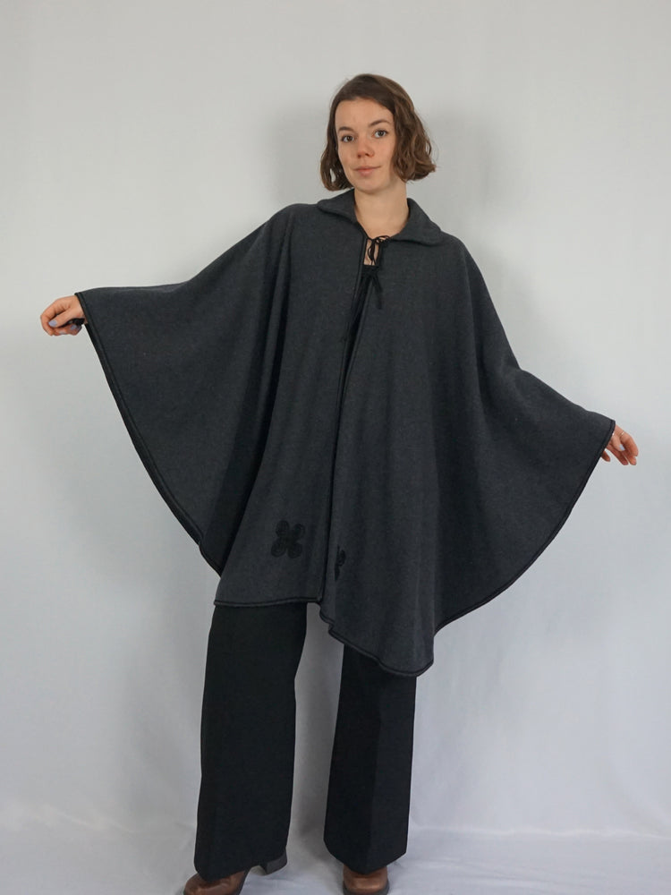 Grey Wool Cape - One Size