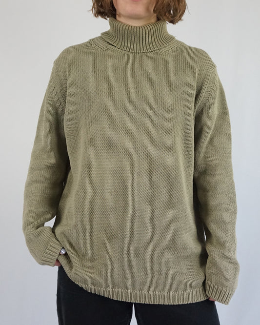 Sage Green Cotton Turtleneck - L