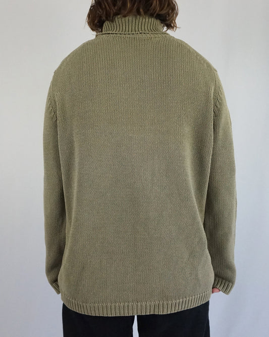 Sage Green Cotton Turtleneck - L