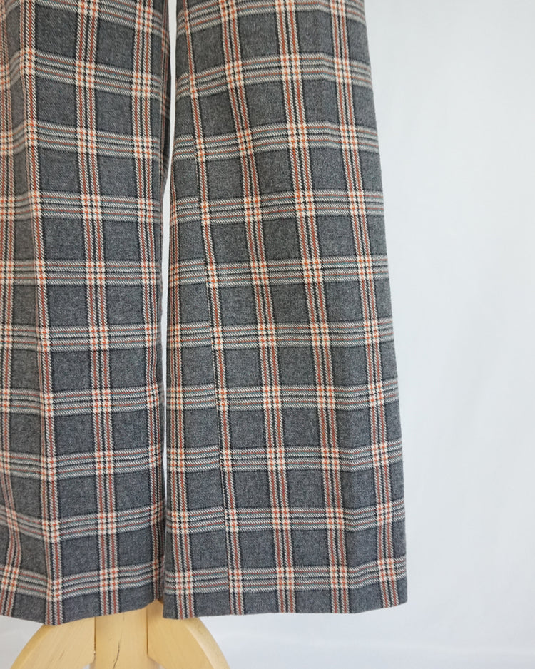 Orange & Grey Checkered Wool Flares - 26"