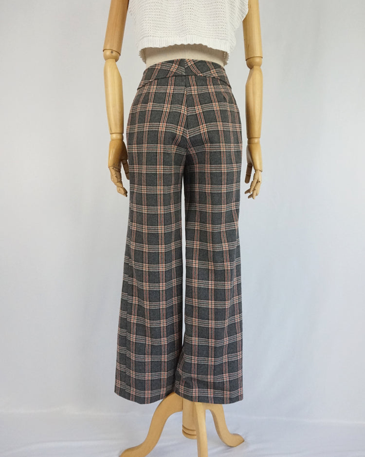 Orange & Grey Checkered Wool Flares - 26"