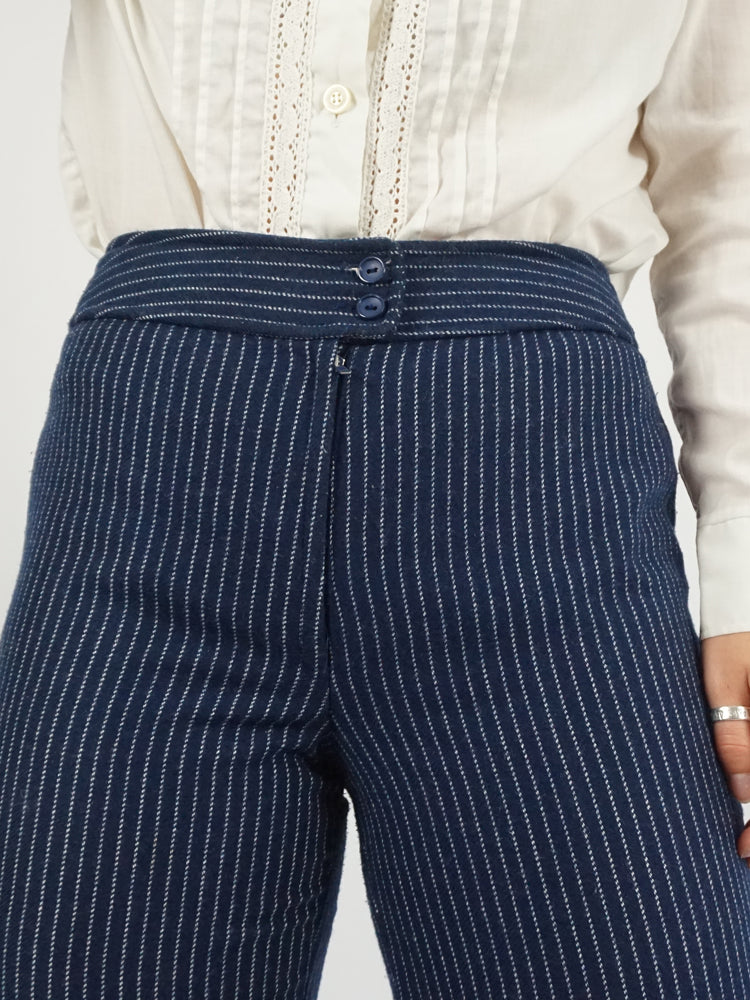 Navy Blue Pinstripe Flares - 28"