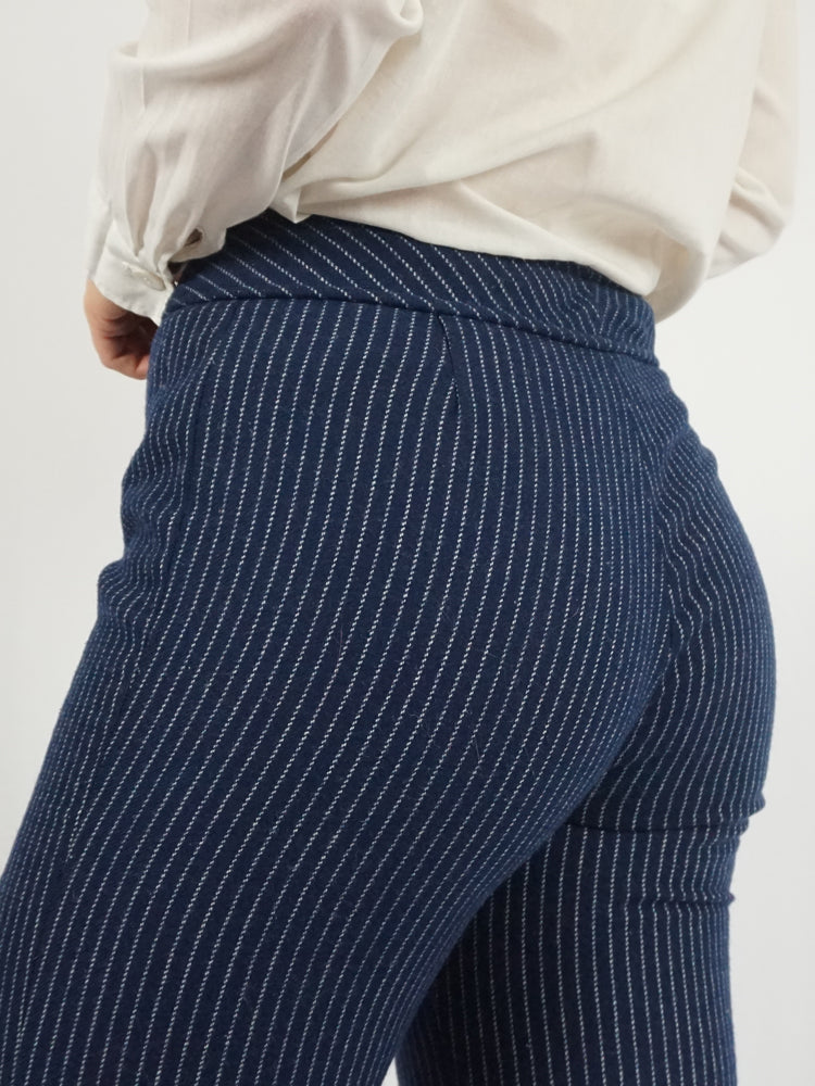 Navy Blue Pinstripe Flares - 28"