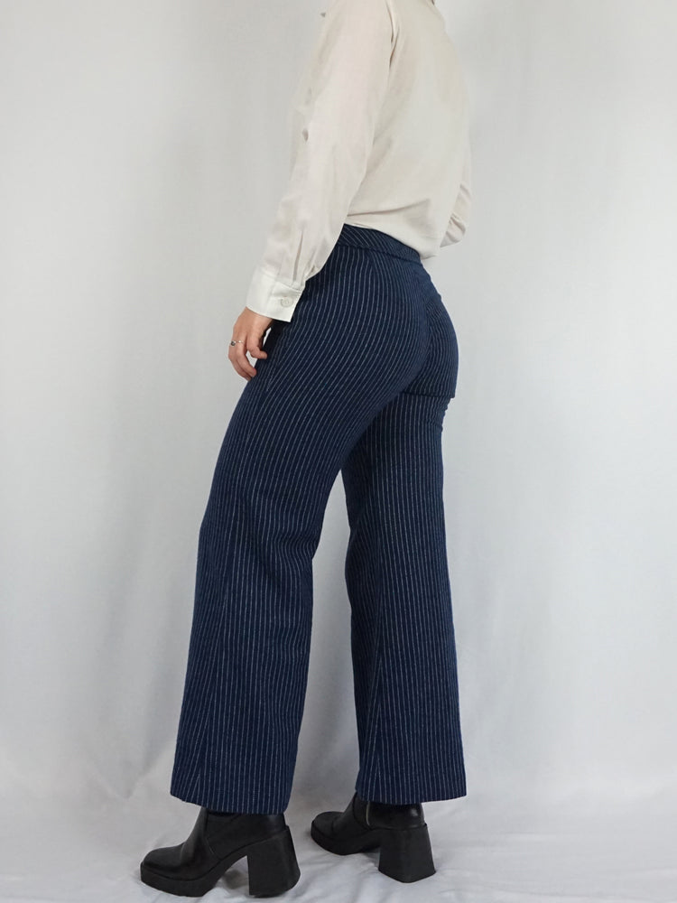 Navy Blue Pinstripe Flares - 28"