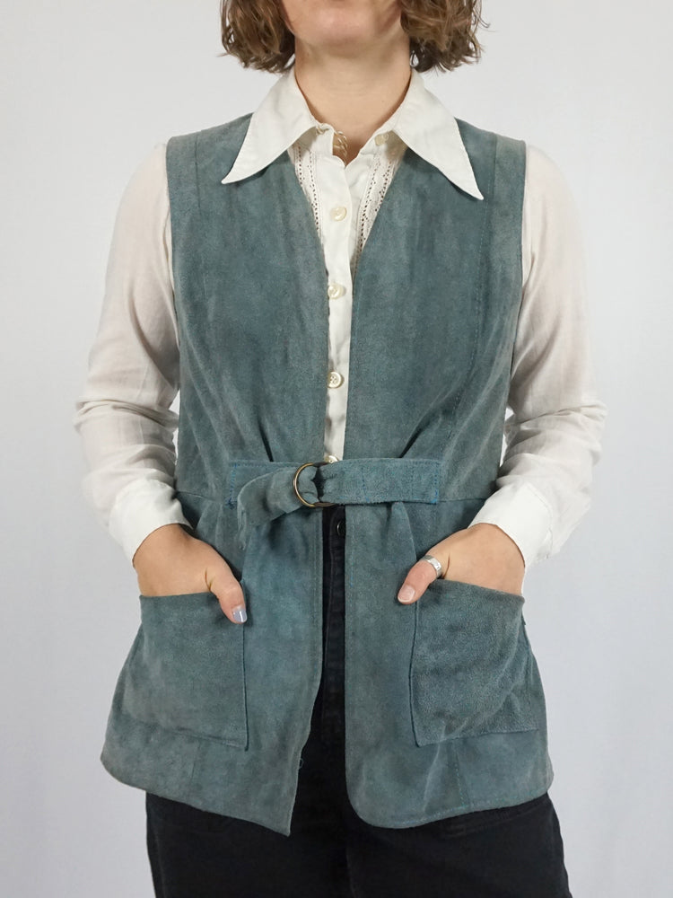 Ash Blue Suede Vest - M/L