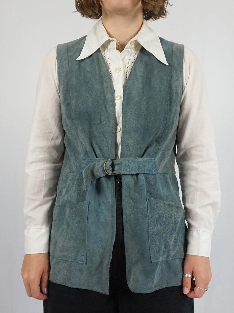 Ash Blue Suede Vest - M/L