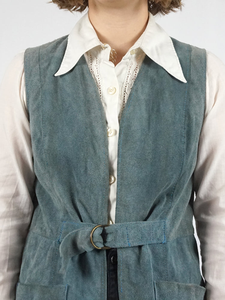 Ash Blue Suede Vest - M/L