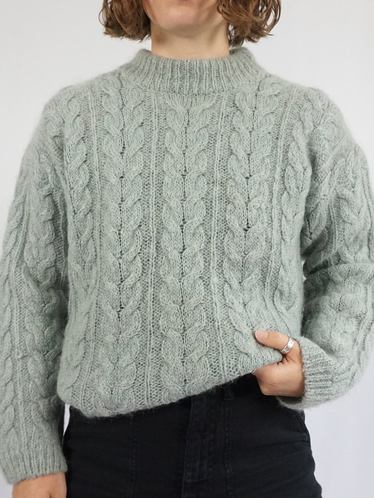 Pastel Blue-ish Green Mohair Jumper - M