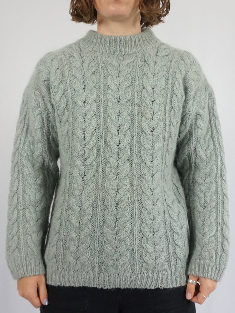 Pastel Blue-ish Green Mohair Jumper - M