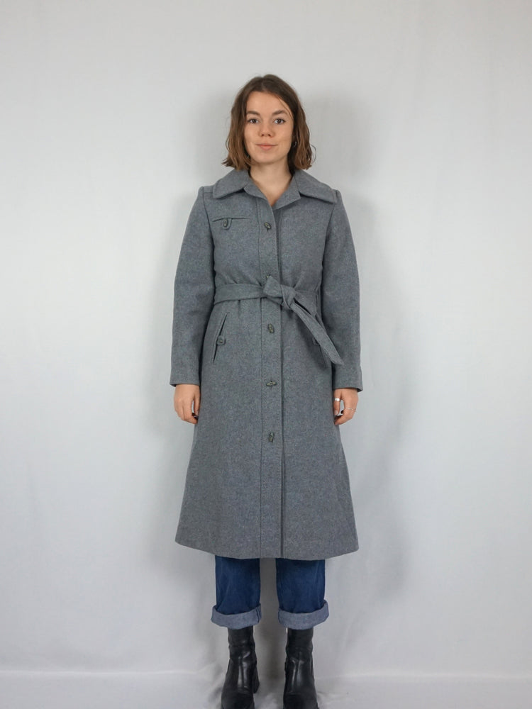 Light Grey Wool Trench Coat - S