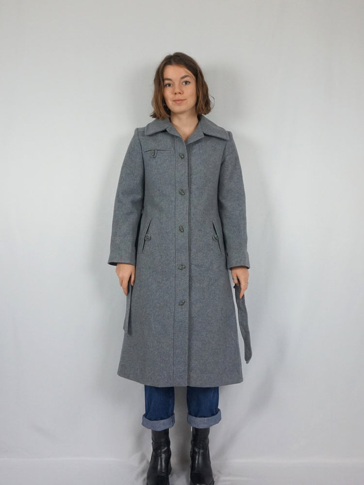 Light Grey Wool Trench Coat - S