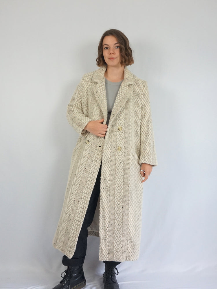 Speckled Longline Trench Coat - L