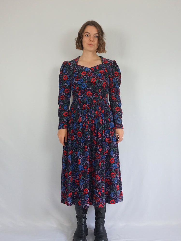 Laura Ashley Floral Corduroy Dress - S/M