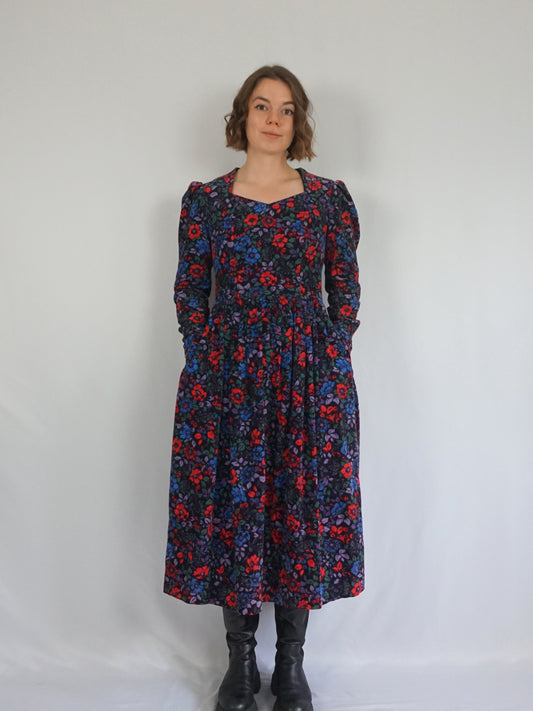 Laura Ashley Floral Corduroy Dress - S/M