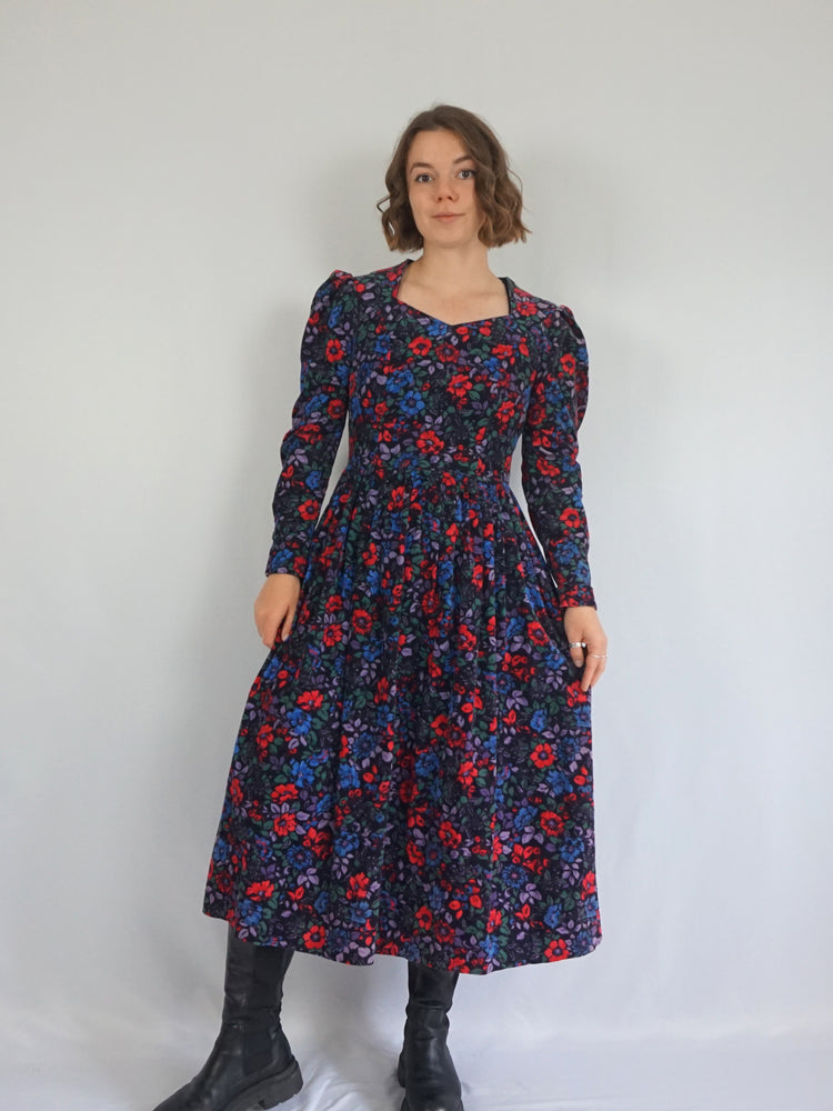 Laura Ashley Floral Corduroy Dress - S/M