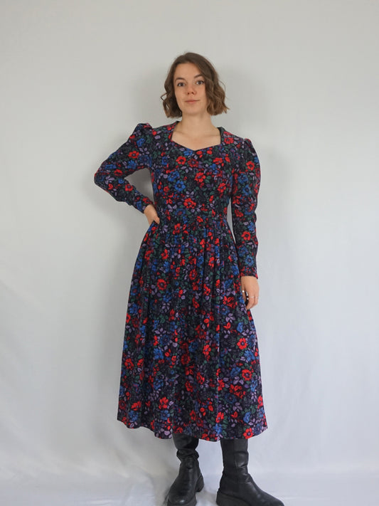 Laura Ashley Floral Corduroy Dress - S/M