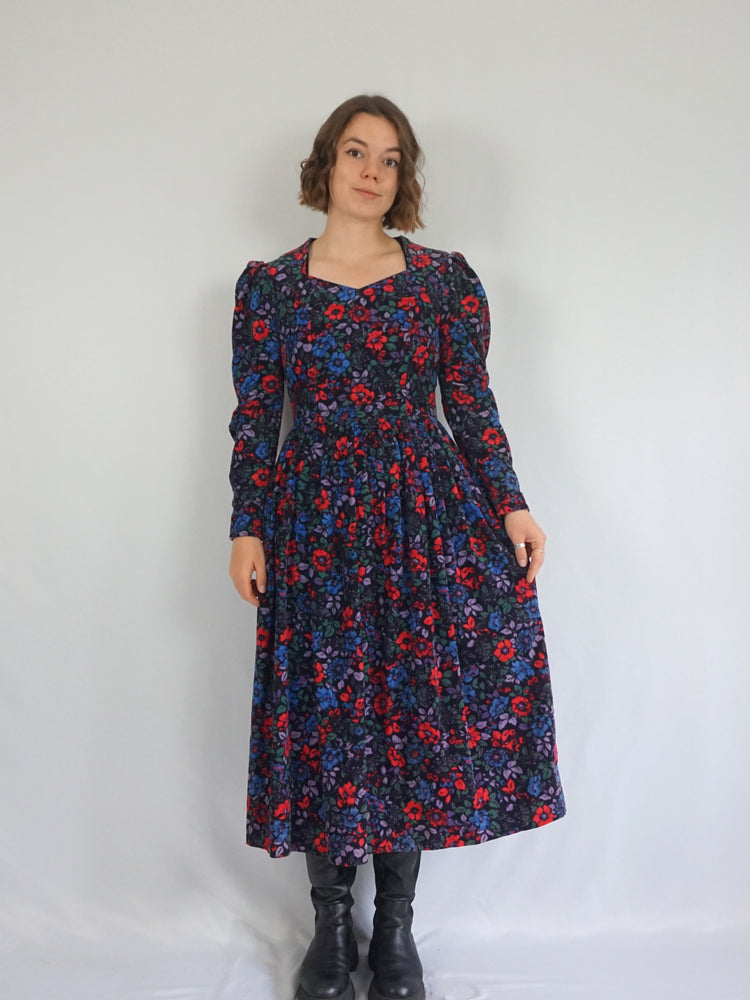 Laura Ashley Floral Corduroy Dress - S/M