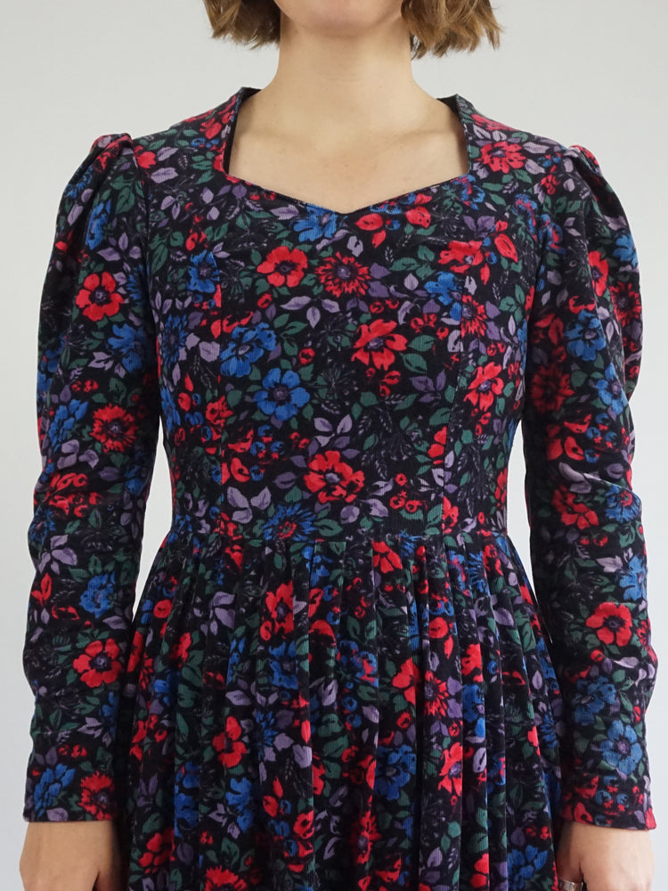 Laura Ashley Floral Corduroy Dress - S/M