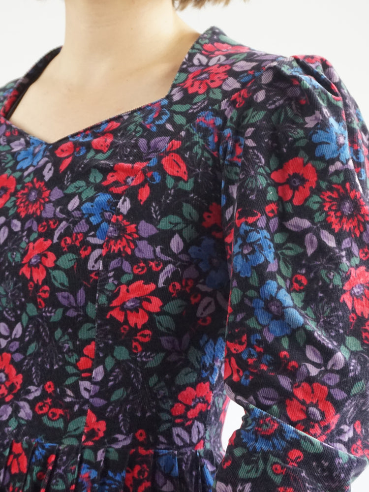 Laura Ashley Floral Corduroy Dress - S/M