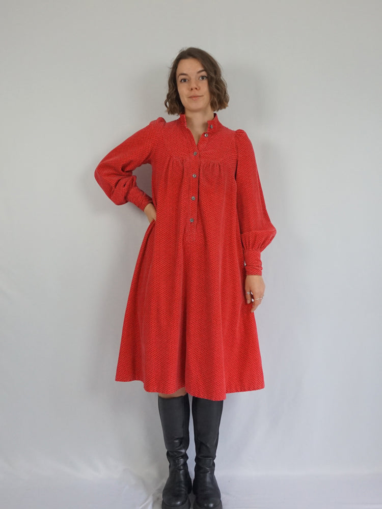 Laura Ashley Pink Corduroy Smock Dress - S