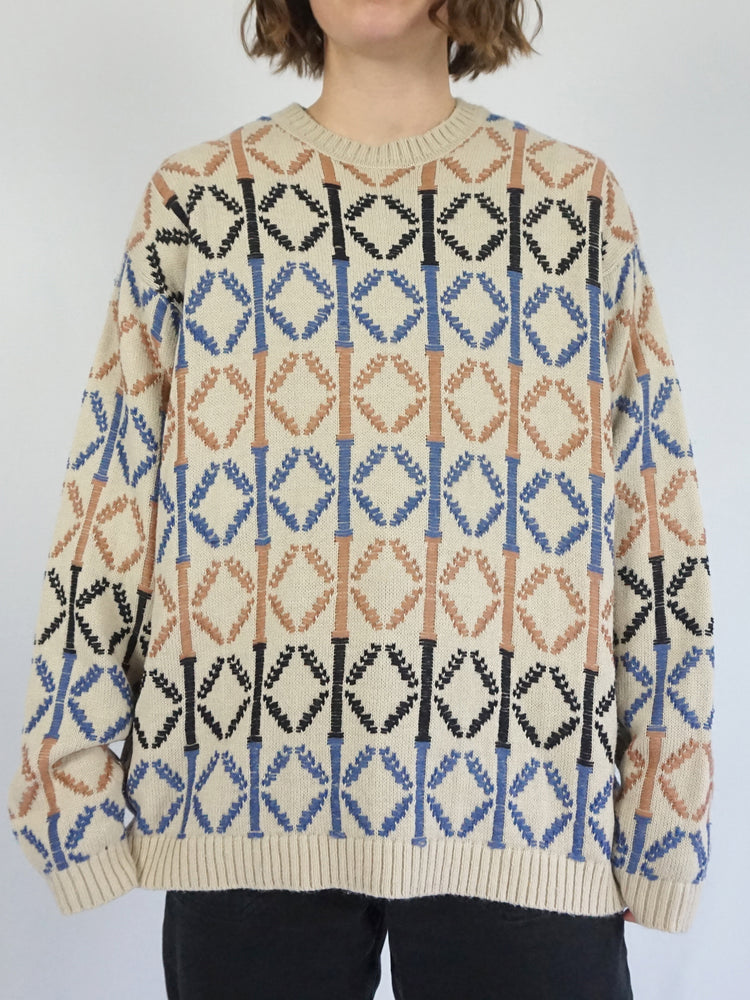 Funky Patterned Boxy Jumper - XL