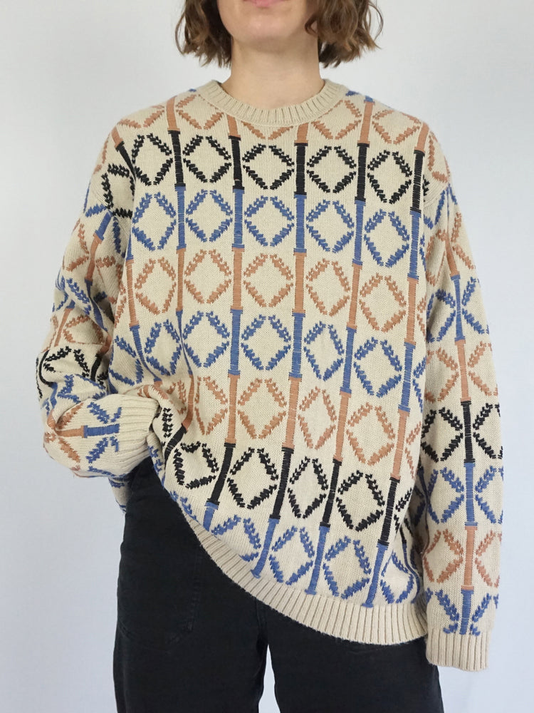 Funky Patterned Boxy Jumper - XL