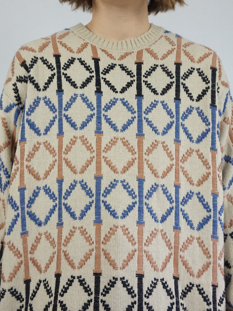 Funky Patterned Boxy Jumper - XL