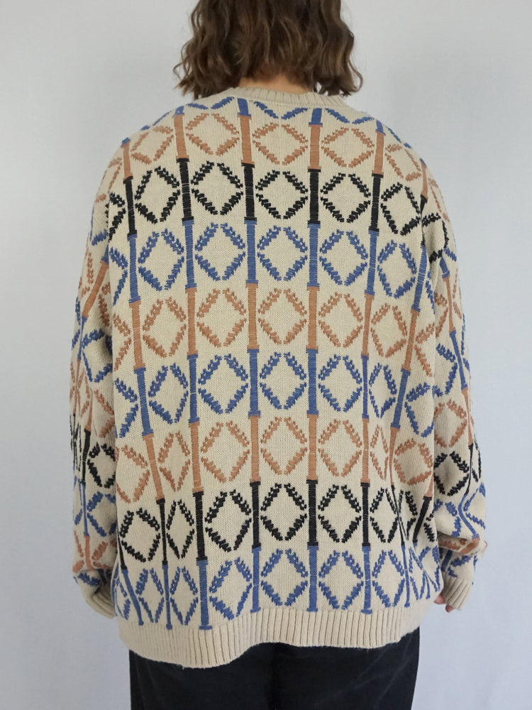 Funky Patterned Boxy Jumper - XL