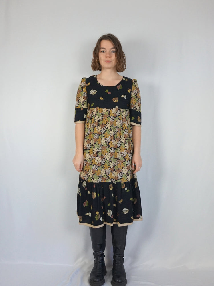 Leaf Print Smock Dress - XS/S