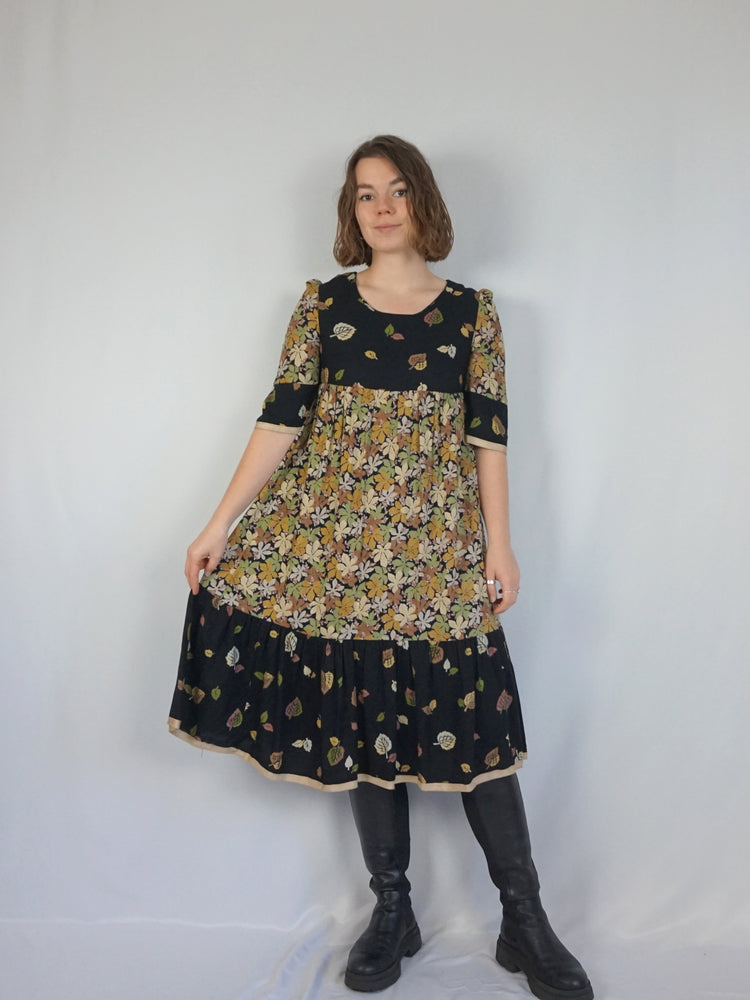 Leaf Print Smock Dress - XS/S