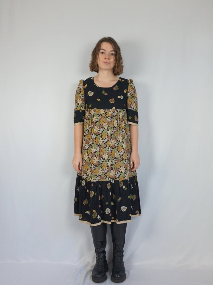 Leaf Print Smock Dress - XS/S