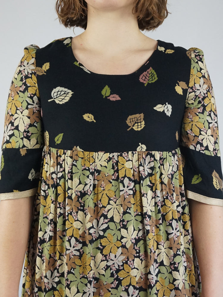 Leaf Print Smock Dress - XS/S