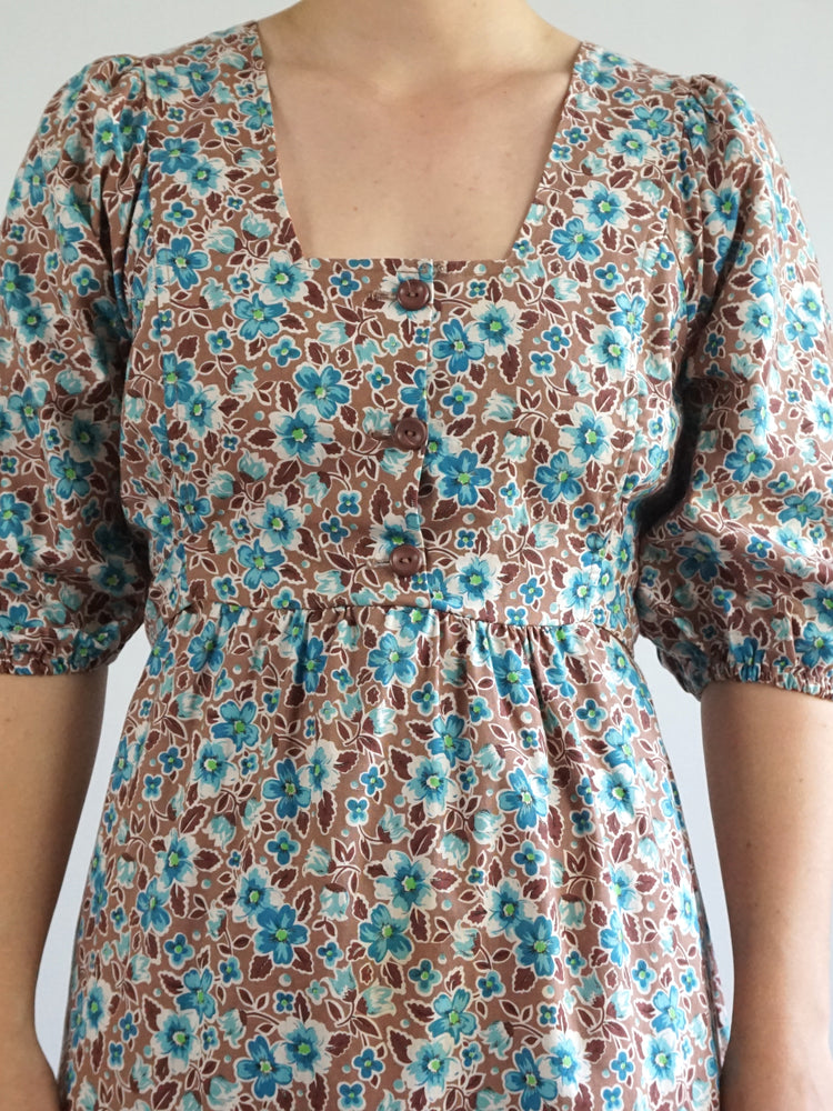 St Michael Floral Cotton Dress - M